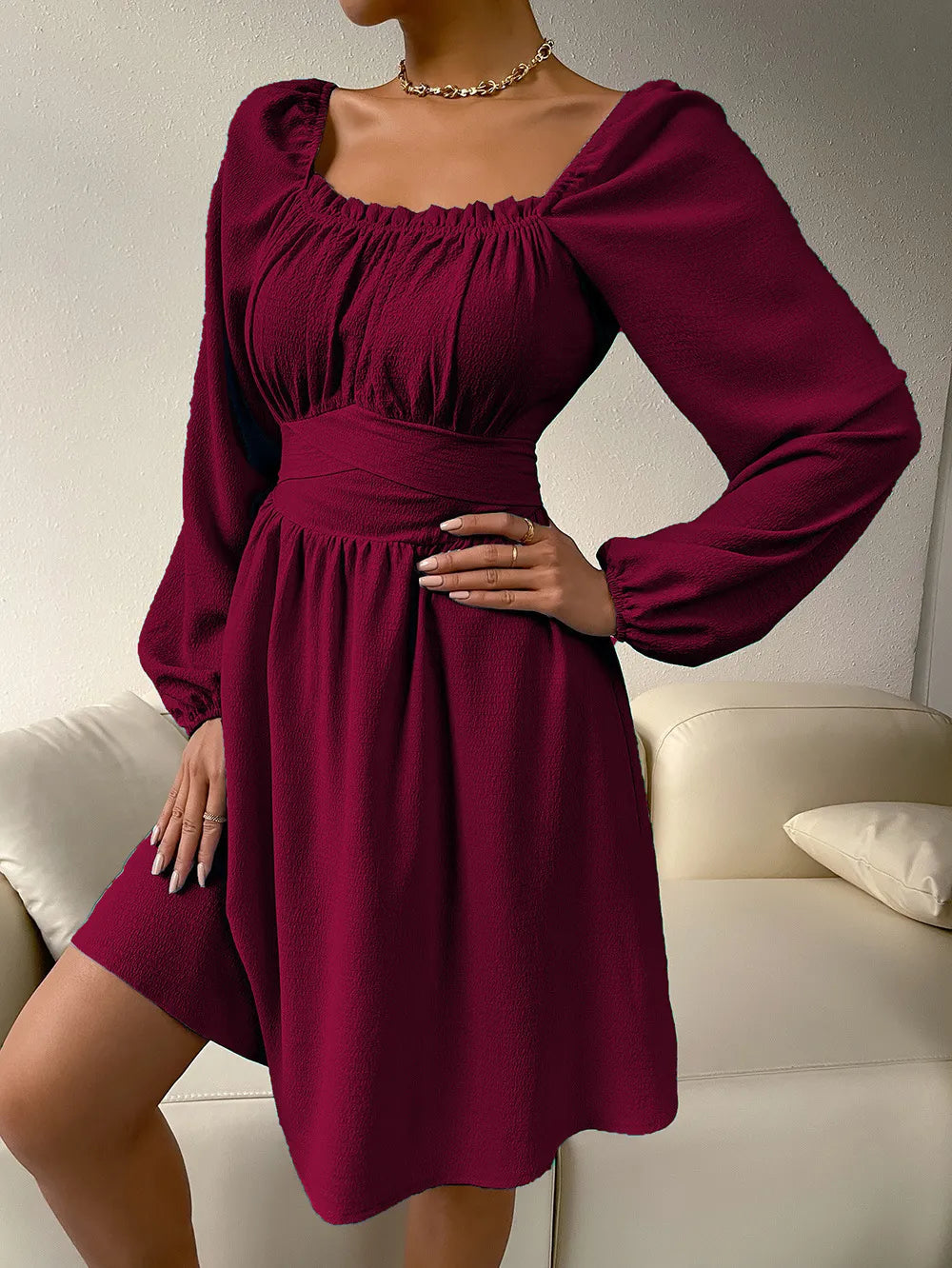 Square Neck High Dress