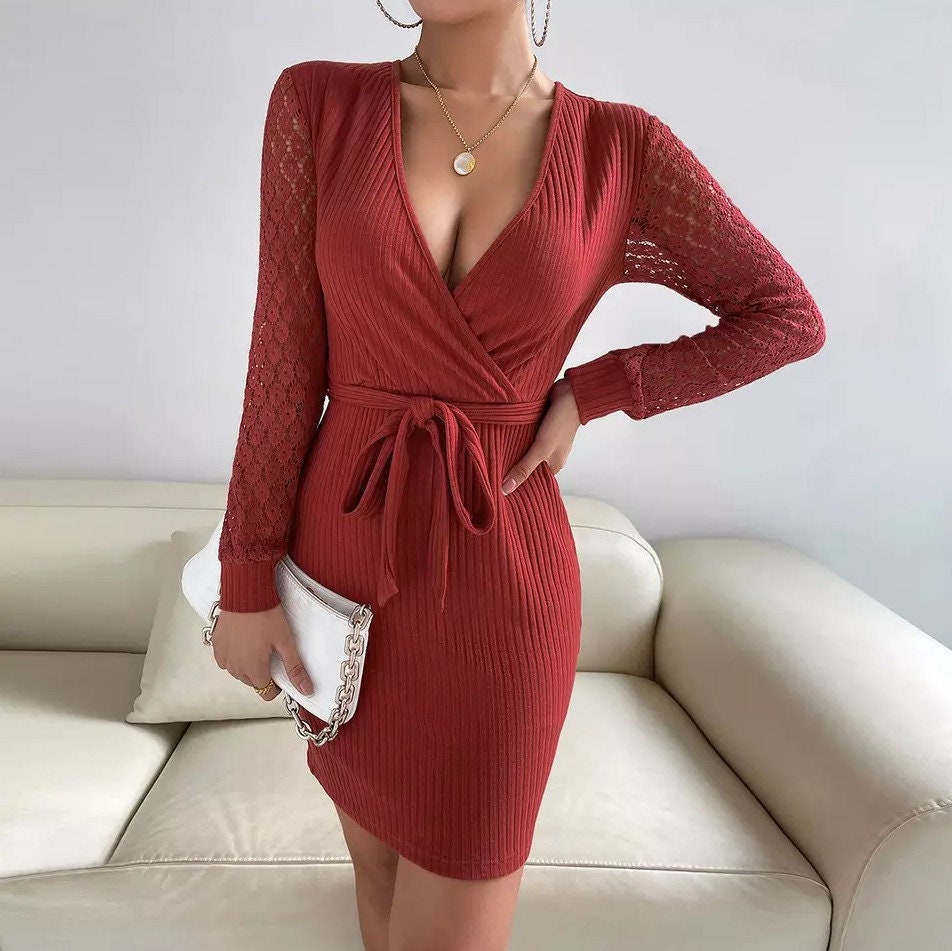 V-Neck Bodycon Dress